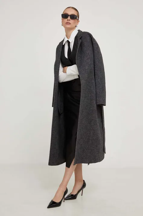 Шерстяное пальто Answear Lab цвет серый переходной oversize