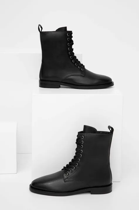 Шкіряні черевики Answear Lab жіночі колір чорний на плоскому ходу