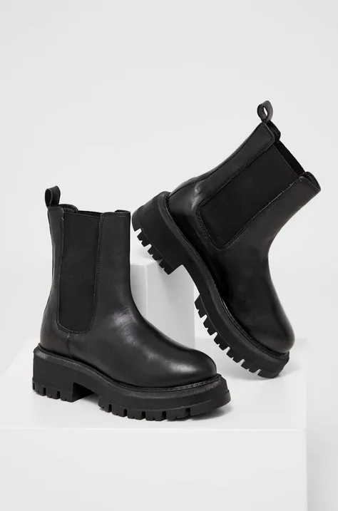 Δερμάτινες μπότες τσέλσι Answear Lab γυναικεία, χρώμα: μαύρο