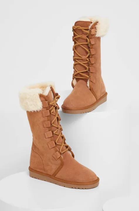 Čizme za snijeg od brušene kože Answear Lab boja: smeđa