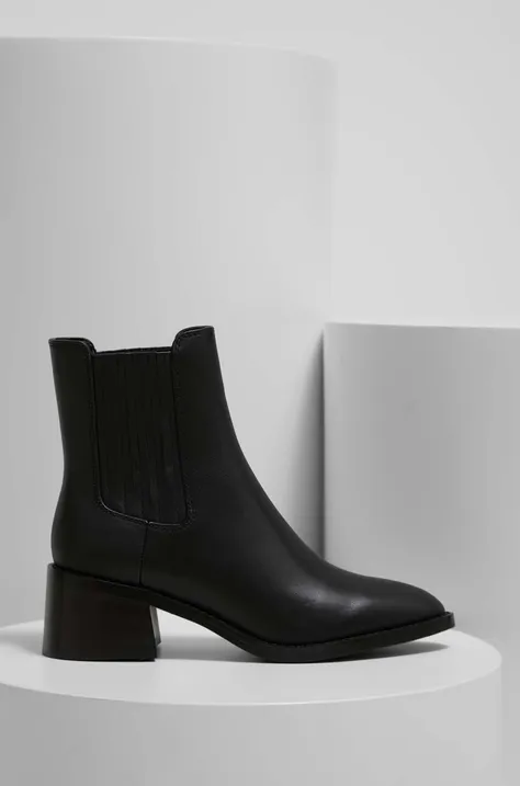 Kožené topánky chelsea Answear Lab dámske, čierna farba, na podpätku