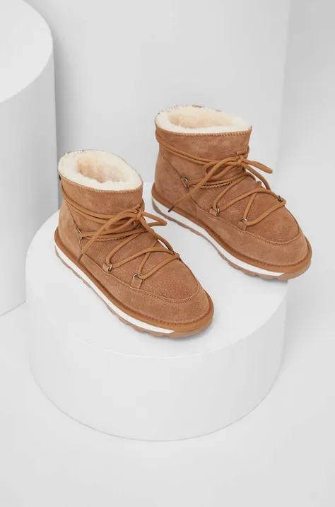 Čizme za snijeg od brušene kože Answear Lab boja: bež