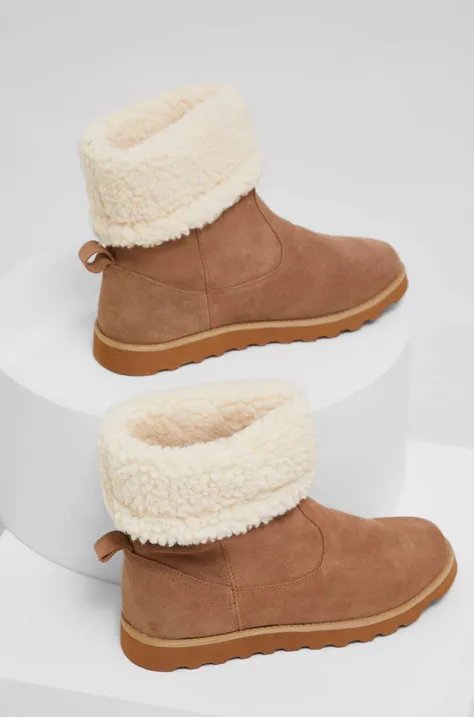 Čizme za snijeg od brušene kože Answear Lab boja: bež
