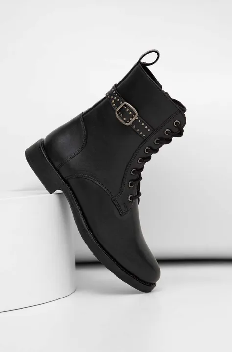 Шкіряні черевики Answear Lab жіночі колір чорний на плоскому ходу
