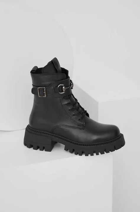 Kožené členkové topánky Answear Lab X limitovaná kolekcia NO SHAME dámske, čierna farba, na platforme