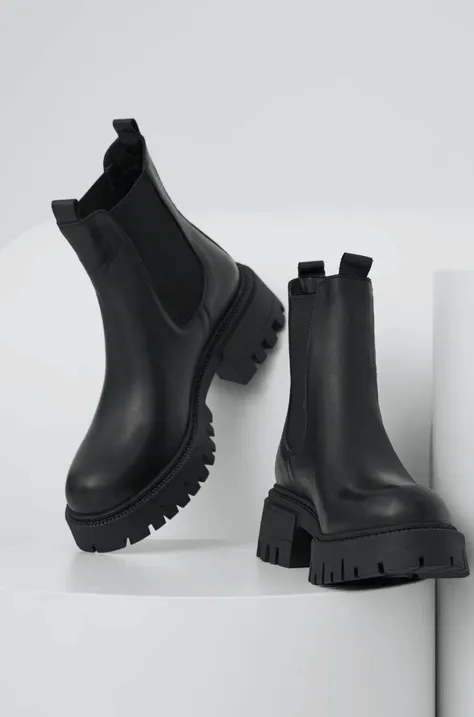 Kožené topánky chelsea Answear Lab X limitovaná kolekcia NO SHAME dámske, čierna farba, na platforme
