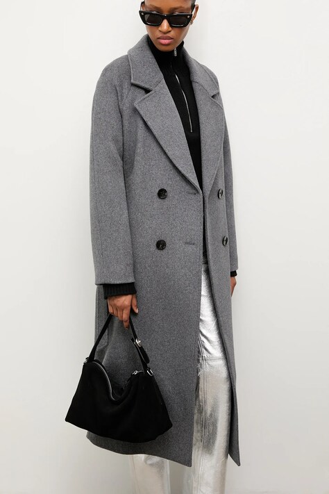 Шерстяное пальто Answear Lab цвет коричневый демисезонная двубортный