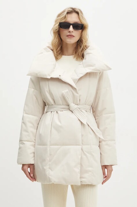 Answear Lab geaca femei, culoarea bej, de iarna, oversize