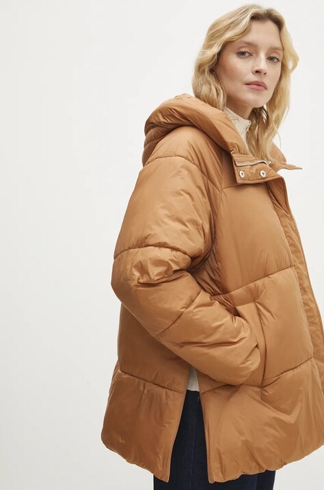 Answear Lab geaca femei, culoarea maro, de iarna, oversize