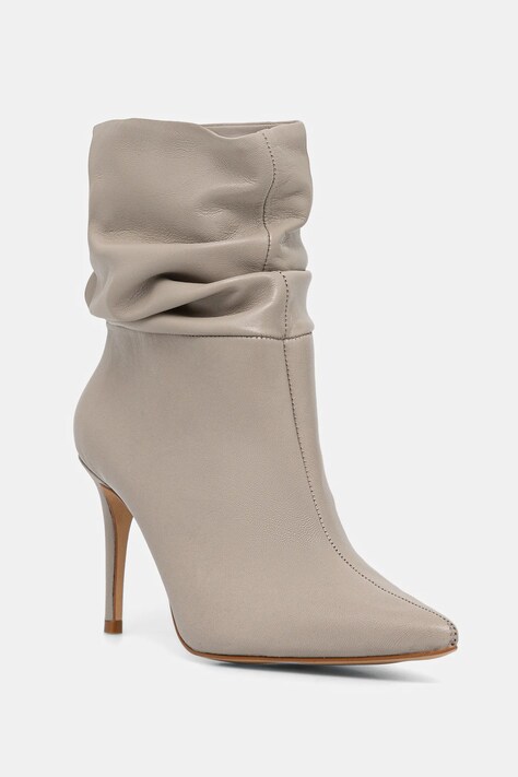 Kožené kotníkové boty Answear.LAB dámské, šedá barva, na podpatku