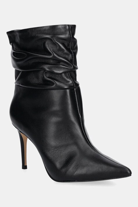 Kožené kotníkové boty Answear.LAB dámské, černá barva, na podpatku