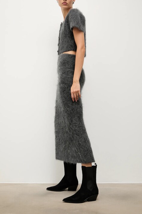 Замшевые ботинки Answear.LAB женские цвет чёрный каблук кирпичик слегка утеплённый