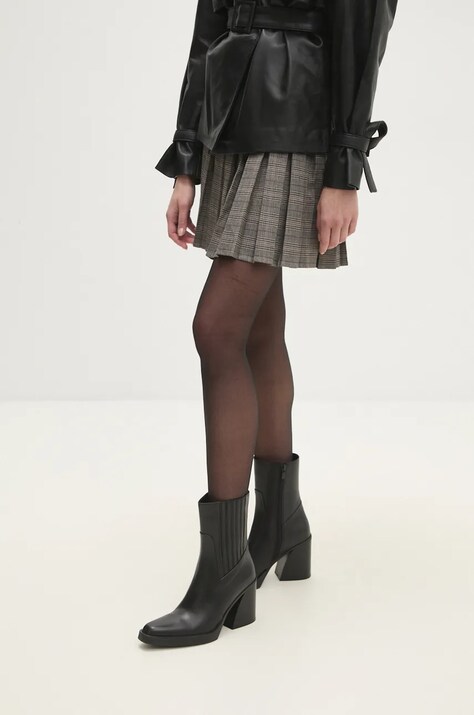 Answear Lab cizme de piele femei, culoarea negru, cu toc drept, izolare usoara