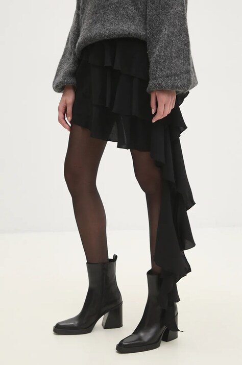 Кожаные полусапожки Answear.LAB женские цвет чёрный каблук кирпичик