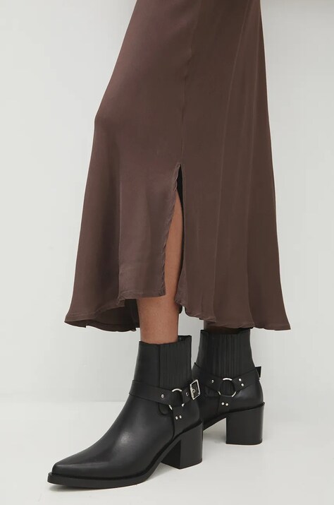Answear Lab ghete chelsea de piele femei, culoarea negru, cu toc drept