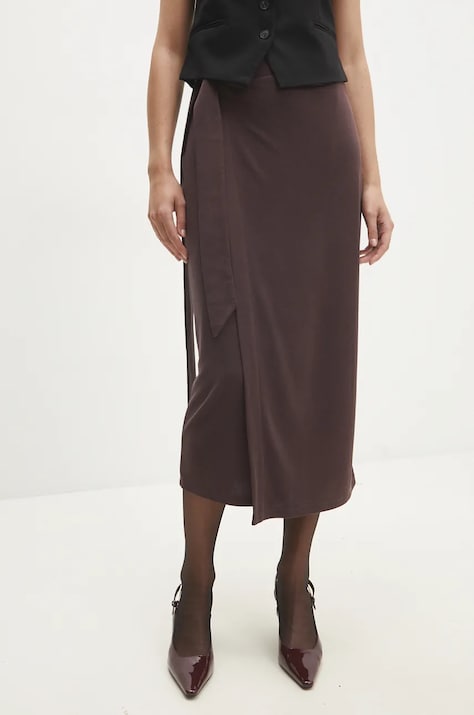 Спідниця Answear.LAB колір коричневий midi пряма