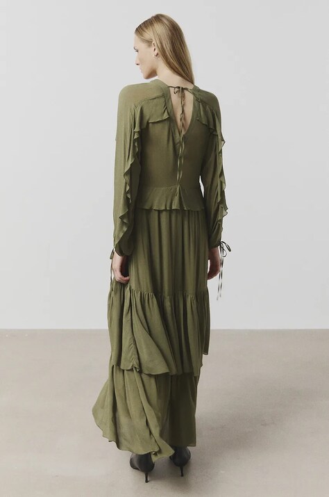 Answear Lab rochie culoarea verde, midi, evazată