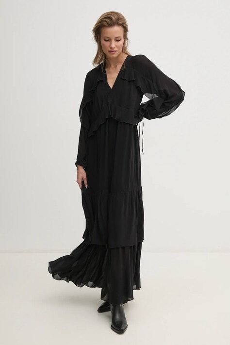 Answear Lab rochie culoarea negru, midi, evazată