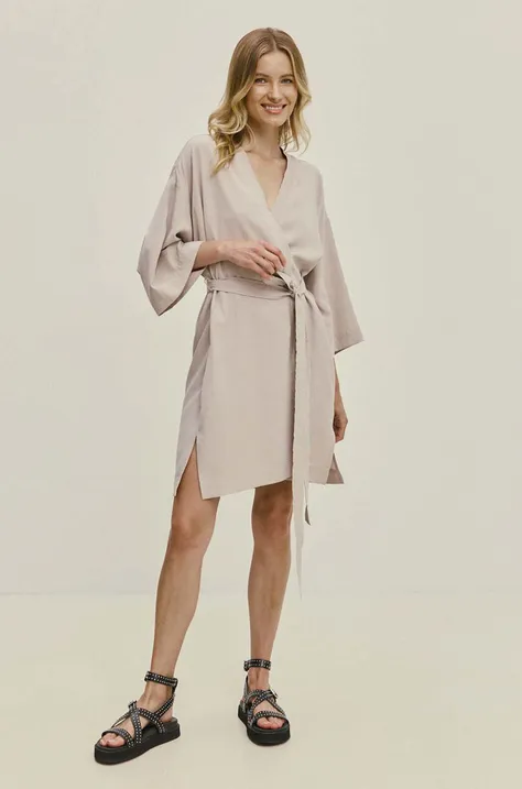 Льняное платье Answear Lab цвет серый mini прямое