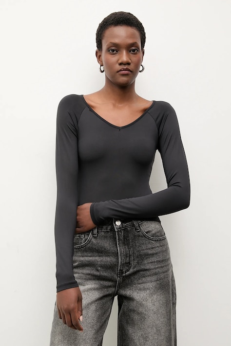 Answear Lab bluza culoarea negru, neted