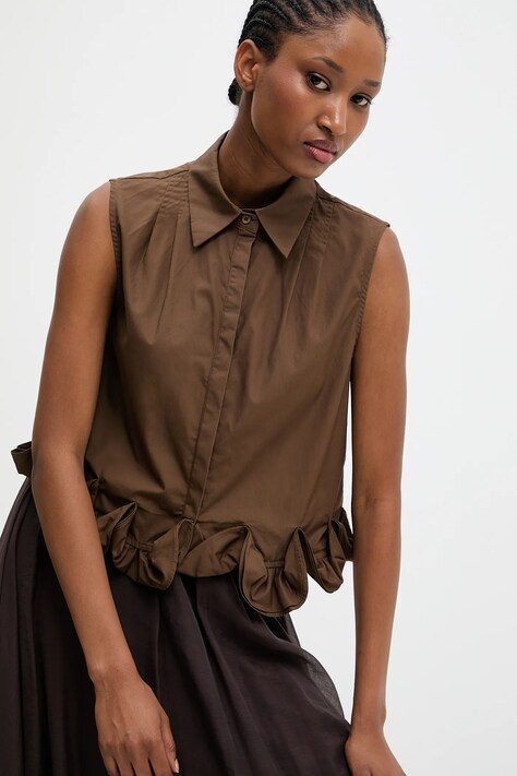 Answear.LAB bluza culoarea maro, neted