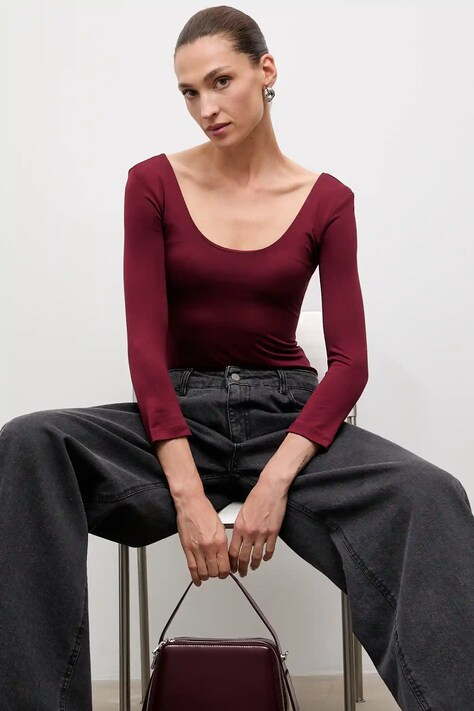 Majica dugih rukava Answear.LAB boja: crna