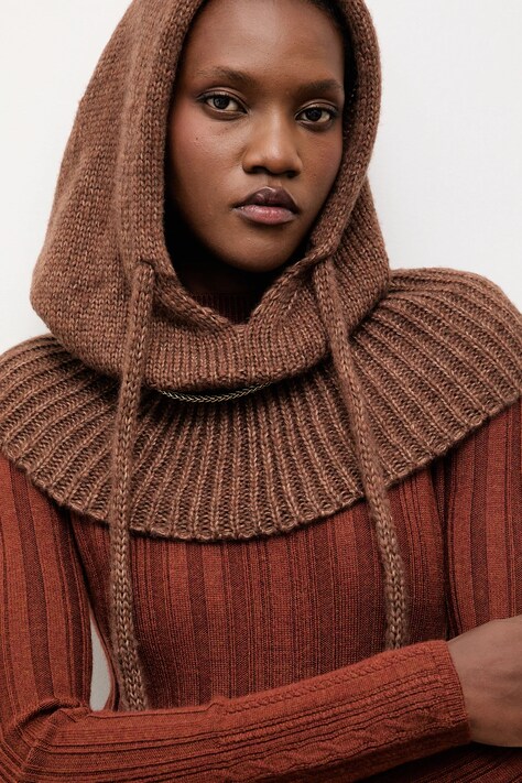 Kapuca z volno Answear.LAB rjava barva