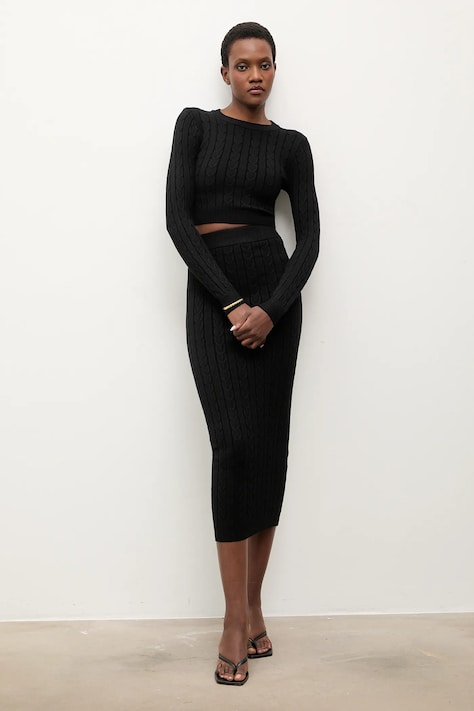 Answear.LAB sweter i spódnica damski kolor czarny