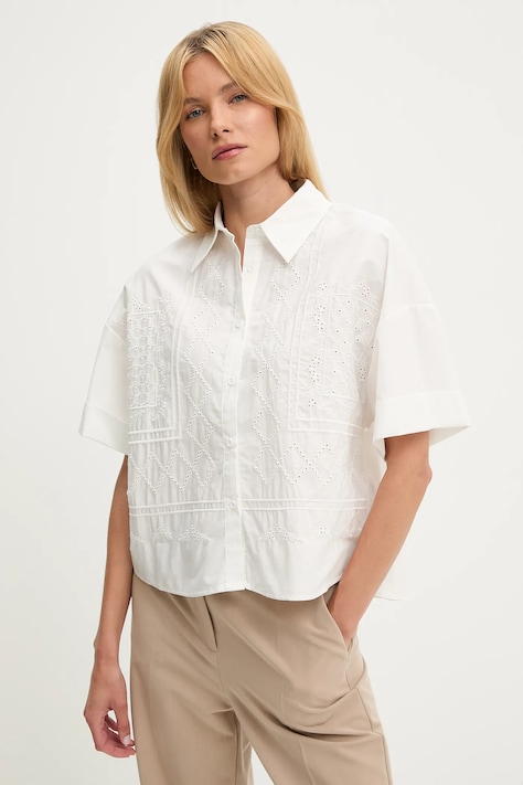 Хлопковая рубашка Answear.LAB цвет белый relaxed классический воротник