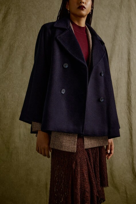 Answear.LAB płaszcz wełniany kolor granatowy