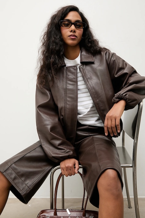 Δερμάτινο μπουφάν Answear.LAB χρώμα: καφέ