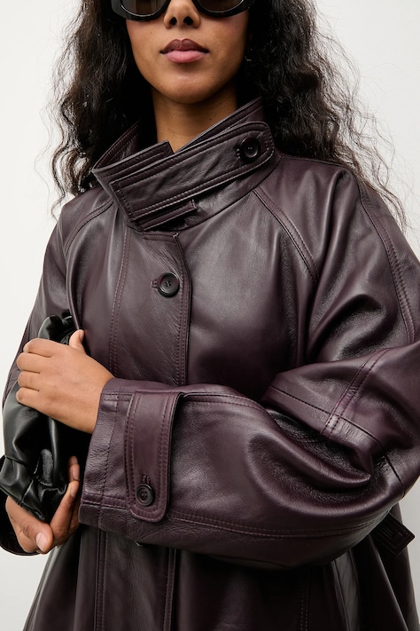 Answear.LAB geaca de piele culoarea bordo