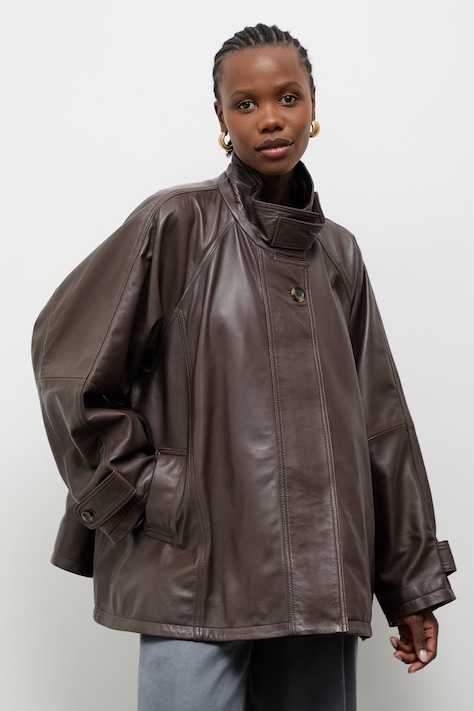 Answear.LAB prechodná bunda dámska kožená hnedá