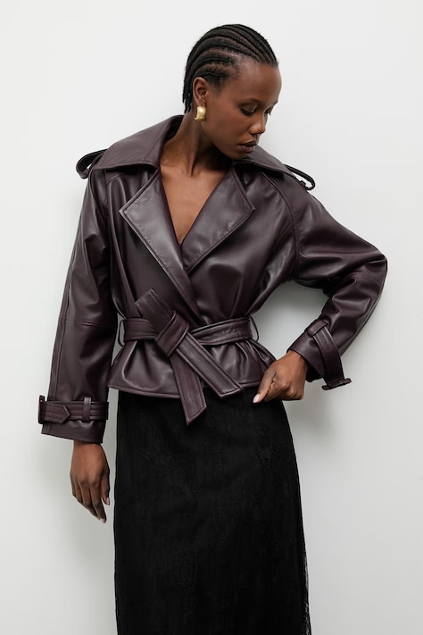 Answear.LAB jachetă scurtă pentru femei, din piele NOA Unscripted Collection burgundy