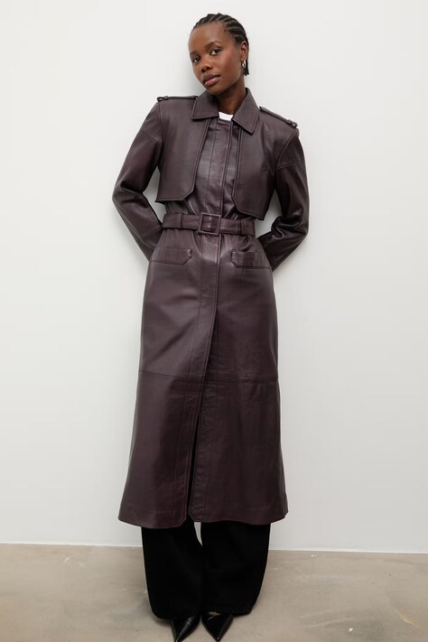 Answear.LAB női bőr trench kabát ICONU nscripted burgundi