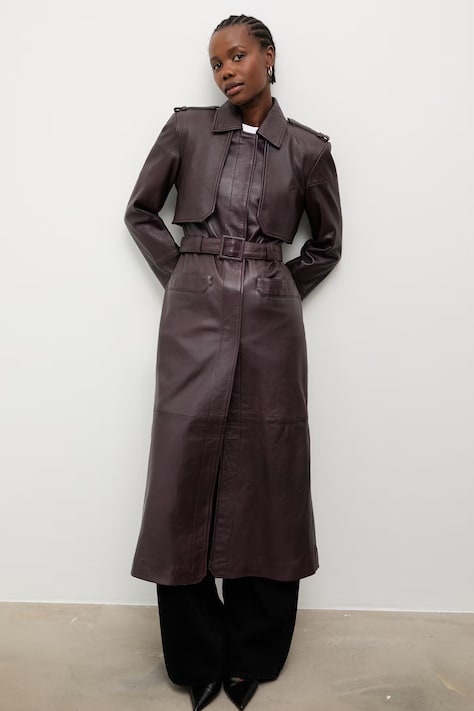 Answear.LAB тренч для женщин из кожи с коллекции Unscripted бордо