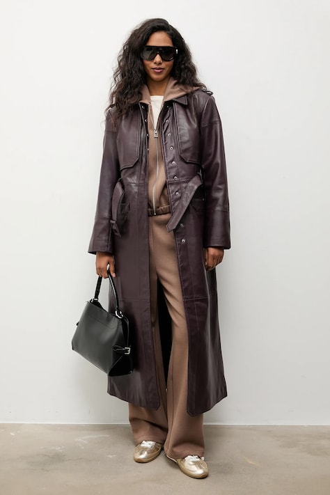 Δερμάτινη καμπαρντίνα Answear.LAB χρώμα: μπορντό