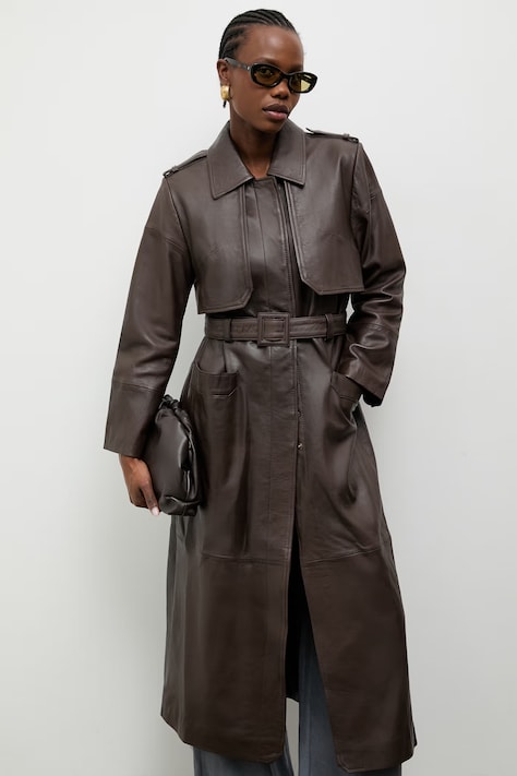 Answear.LAB trench női bőr ICON Unscripted kollekció barna