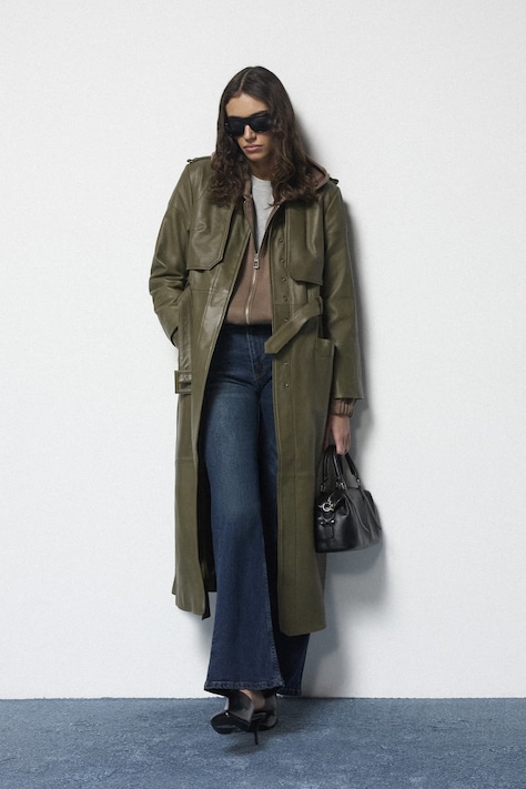 Кожен шлифер Answear.LAB в зелено