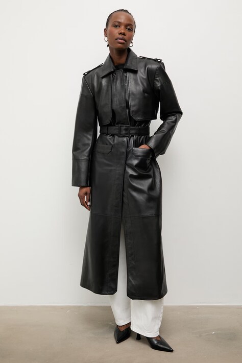 Answear.LAB női bőr trench ICON Unscripted kollekció fekete