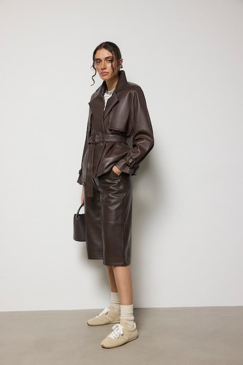 Δερμάτινο μπουφάν Answear.LAB χρώμα: καφέ