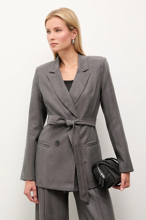Answear.LAB marynarka kolor szary dwurzędowa gładka