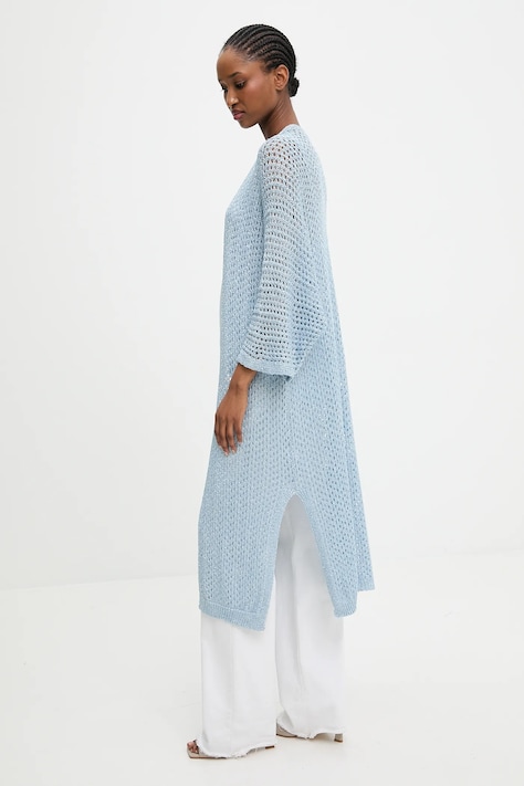 Sako Answear.LAB modrá farba, oversize, jednofarebné