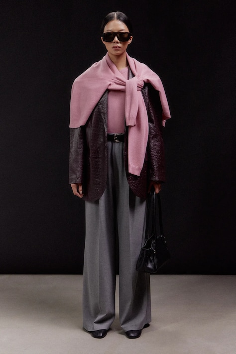 Kožené sako Answear.LAB vínová barva