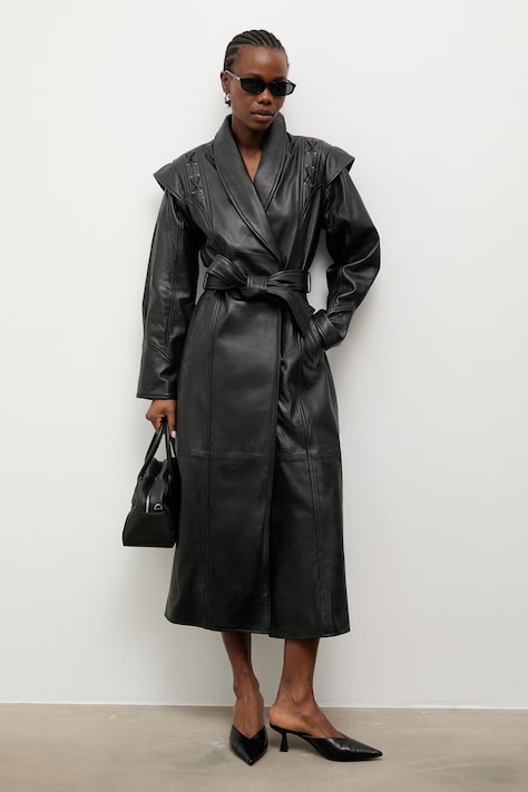 Кожаный плащ Answear.LAB цвет чёрный