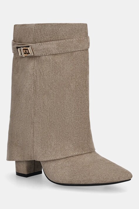 Answear.LAB botki kolor brązowy na słupku lekko ocieplone