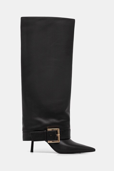 Кожаные сапоги Answear.LAB цвет чёрный на шпильке