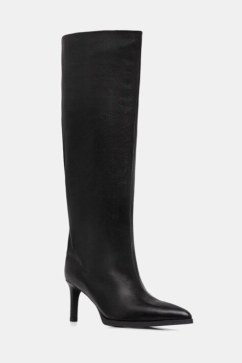 Кожаные сапоги Answear.LAB цвет чёрный на шпильке