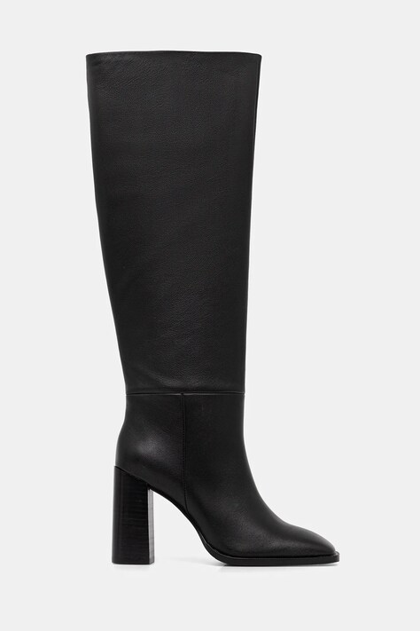 Кожаные сапоги Answear.LAB цвет чёрный каблук кирпичик