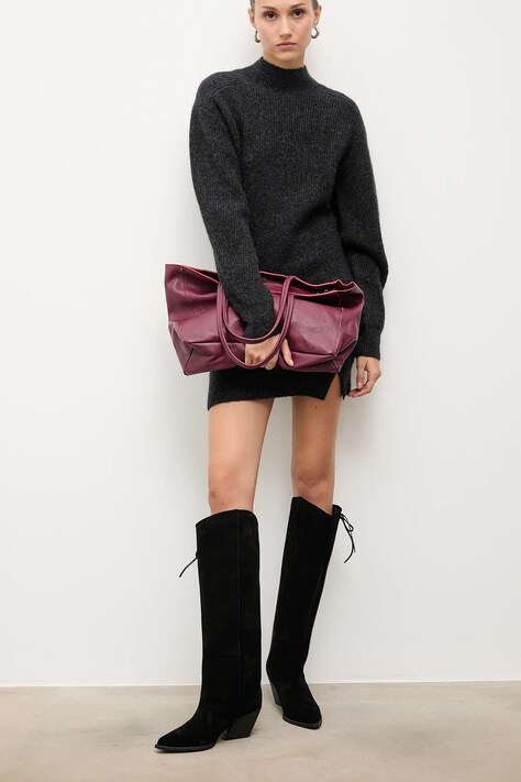 Answear.LAB cizme din piele intoarsa culoarea negru, cu toc drept